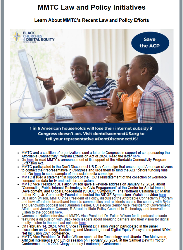 Read MMTC's Winter Newsletter feature: Learn About MMTC's Recent Law and Policy Efforts. conta.cc/430BBPZ