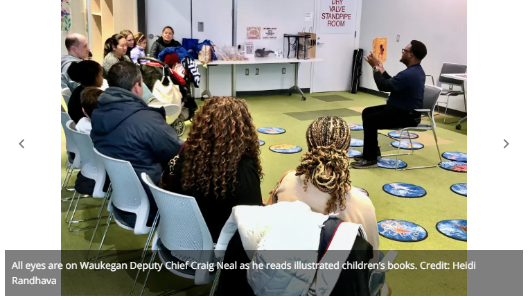Waukegan Police Deputy Chief Neal, who was part of Books &amp; Badges, said, “We want to break down barriers and let kids know that it is okay to approach a police officer. We want them to be engaged in their communities.” #waukegan #BlackHistoryMonth evanstonroundtable.com/2024/02/26/to-…
