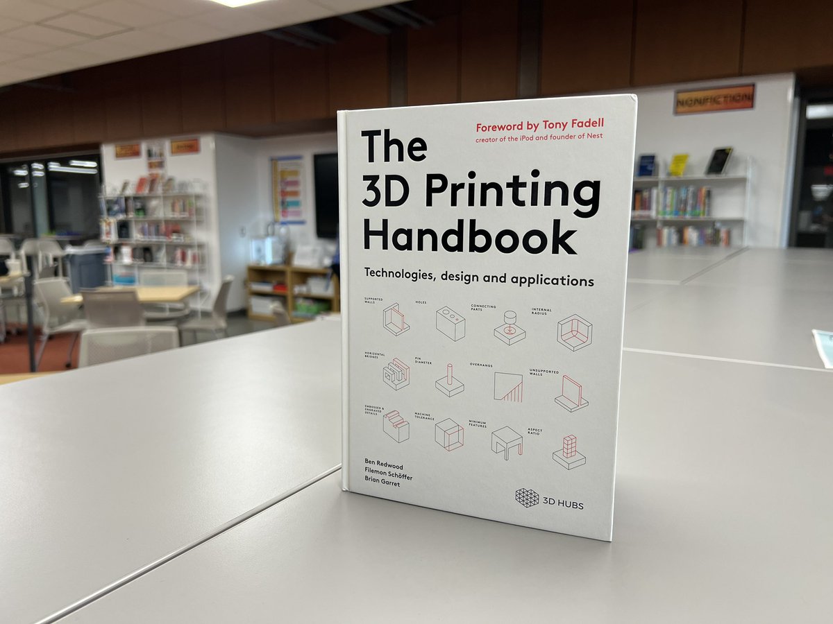 Thank you @Protolabs for new shelf copy of The 3D Printing Handbook. It has highest circulation in Academies of Loudoun Research Library since we opened in 2018. Old copy was falling apart. #3DPrinting #makerspace #makerspacelife