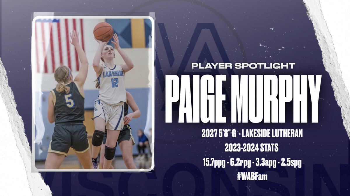🚨PLAYER SPOTLIGHT🚨

2027 PG Paige Murphy (<a href="/PaigeTMur/">Paige Murphy</a>) had a BIG Freshman season for Lakeside Lutheran, leading the team in scoring, assists &amp; steals!

Paige averaged 15.7ppg, 6.2rpg, 3.3apg &amp; 2.5spg!

#WABFam