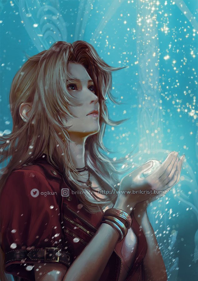 Happy #FF7R Release Day~🥳 Please accept my humble offering: art potrait of our Queen, Aerith~🥹😭 I'm gonna get her gondola date!!