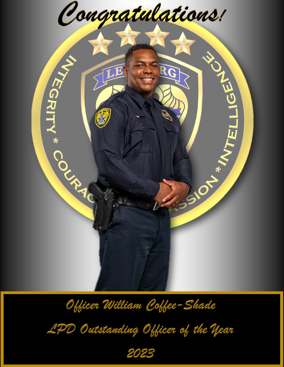 LeesburgPolice1's tweet image. Please, join us in congratulating Officer William Coffee-Shade, who was selected by his peers as 2023&apos;s Outstanding Officer of the Year, and was recognized by the Eustis Elks Club last week...Keep up the great work!