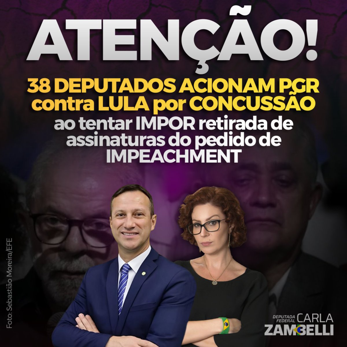 Carla Zambelli (@zambelli2210) on Twitter photo URGENTE!
Sob liderança do amigo <a href="/DepSanderson/">Deputado Sanderson</a>, protocolamos em 38 deputados, ofício-representação à Procuradoria-Geral da República em Brasília, solicitando a imediata instauração de investigação criminal para apurar a possível prática de CRIME DE CONCUSSÃO, em virtude da URGENTE!
Sob liderança do amigo <a href="/DepSanderson/">Deputado Sanderson</a>, protocolamos em 38 deputados, ofício-representação à Procuradoria-Geral da República em Brasília, solicitando a imediata instauração de investigação criminal para apurar a possível prática de CRIME DE CONCUSSÃO, em virtude da