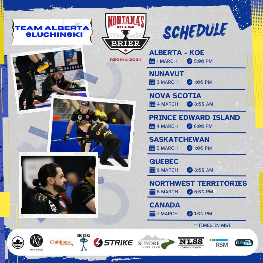 The Brier is almost upon us! We kick things off Friday with a rematch against <a href="/TeamKevinKoe/">TeamKevinKoe</a>! 👊 

Follow along all week for updates and tune into TSN to catch live action of all draws 📺