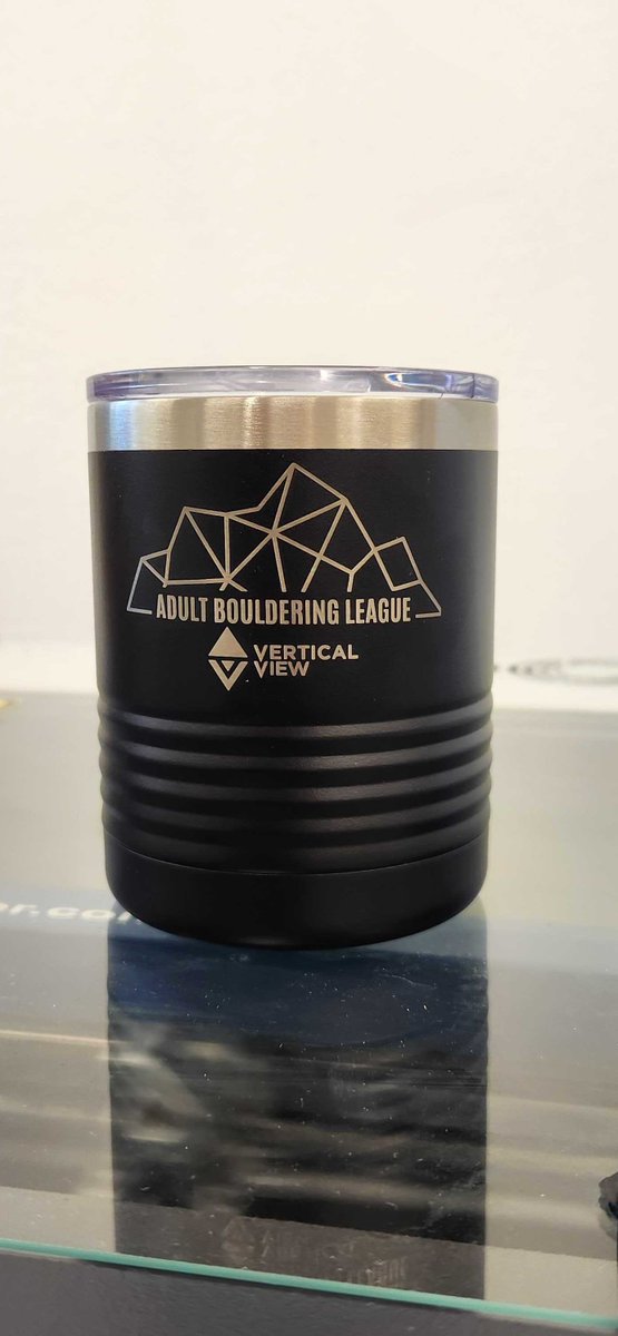Engraved tumblers for Vertical View’s Adult Bouldering League!