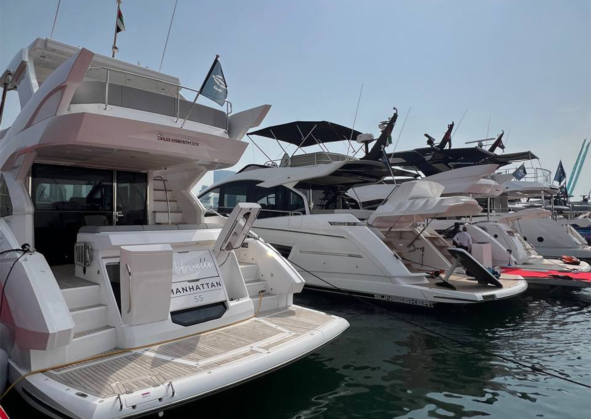 Day one at the Dubai International Boat Show 2024. With four stunning yachts on display, from the Manhattan 55 to the 88 Yacht, visitors will find Sunseeker at the Luxury Marina Display alongside the spectacular Dubai Marina until the 3rd of March. #Sunseeker #DIBS2024