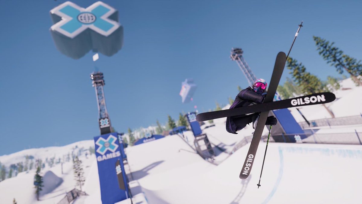 JustSteepIt's tweet photo. Finally unlocked the Gilson x steepsteep collab skis in @RidersRepublic - they look class! #VirtualPhotography #skiing #Ubisoft https://t.co/W8Zx4454np