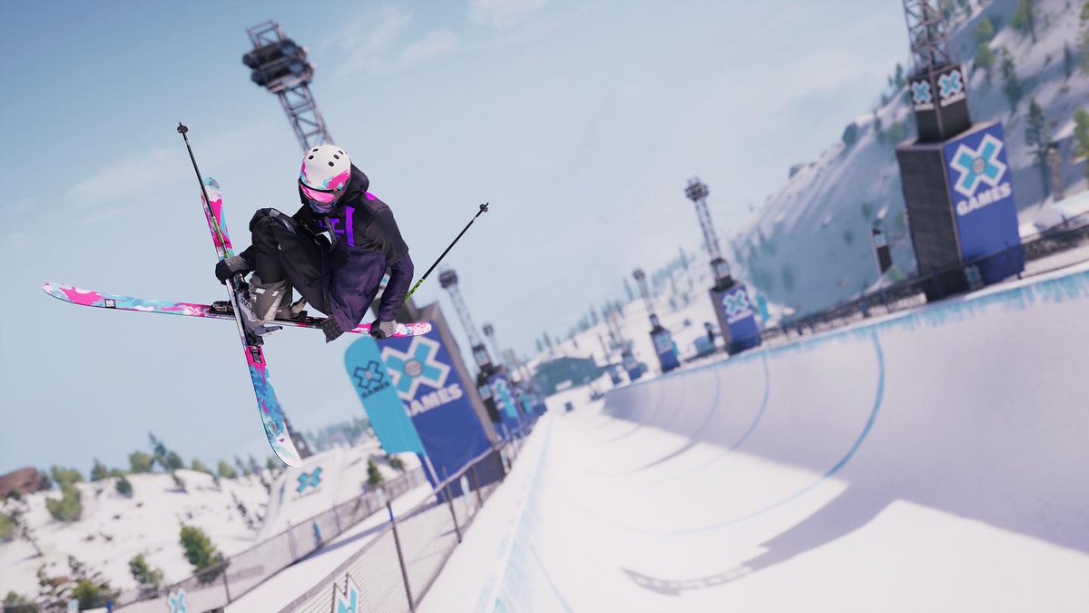 JustSteepIt's tweet photo. Finally unlocked the Gilson x steepsteep collab skis in @RidersRepublic - they look class! #VirtualPhotography #skiing #Ubisoft https://t.co/W8Zx4454np