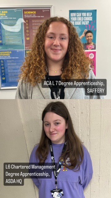 GApost16's tweet photo. Congratulations to Grace &amp; Grace on securing their Degree Apprenticeships. Fast forward 3 years and they'll both be graduates and chartered professionals, Grace T in Accounting, and Grace BL in Business Management. We're very proud of you both! https://t.co/w36Dw8XANl