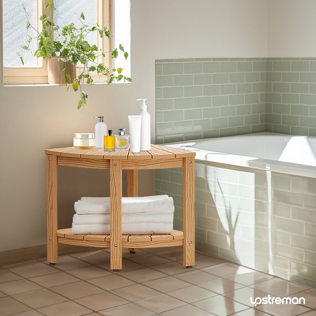 Leave more space in your bathroom with a cute corner bench.😊🛀

🔗16': reurl.cc/RW6ZW6
🔗12': reurl.cc/13g5GW
#upstreman #upstremanhome #showerbench #bathroominspo #bathroomdecor  #bathroom #showerdesign #bathroomreno #walkinshower #furniture #wood