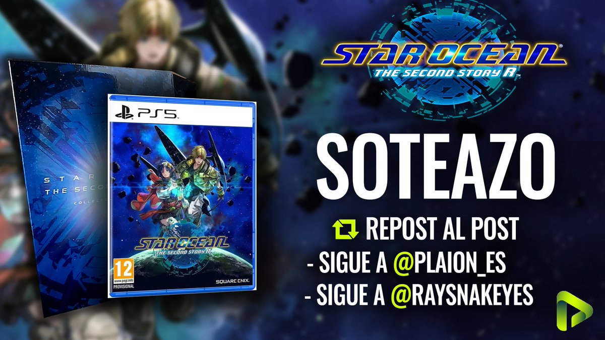 #SORTEO Consigue gratis el juegazo JRPG 🛸 STAR OCEAN SECOND STORY R Ed. Collector's en PS5. La nueva versión sobre una obra de culto. 🗡️ Para participar:

🔄Repostear este sorteo 
➡️Sigue a <a href="/PLAION_ES/">PLAION España 🐥</a>  <a href="/Raysnakeyes/">Ray Snakeyes</a>

💥 Ganador: 5 Marzo (excluidas cuentas sorteo y solo en España)