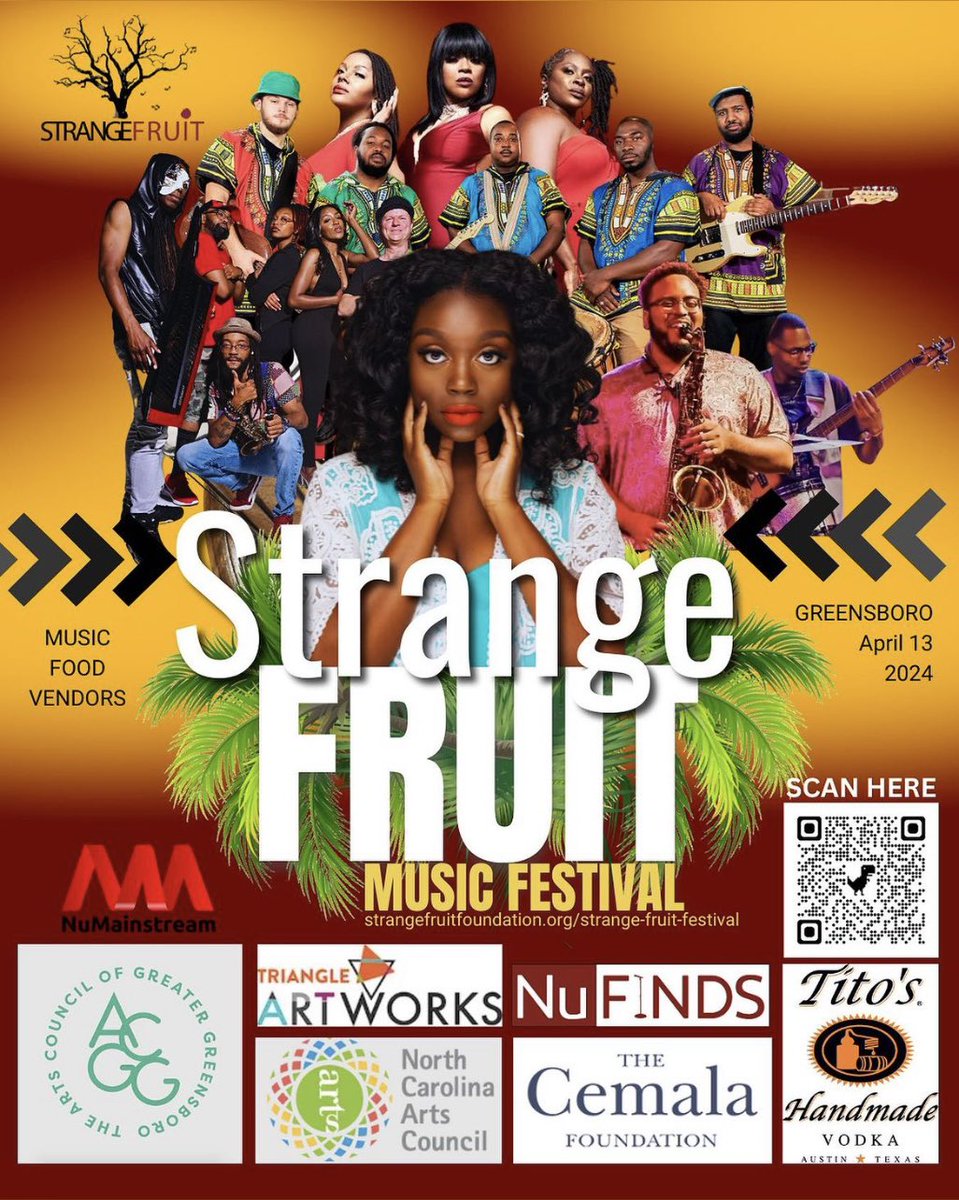 Save the date for April 13th in Downtown Greensboro!

Strange Fruit Music Festival is a day full of live music, food, drinks, and sun in Center City Park that showcases local BIPOC artists. 

Check out strangefruitfoundation.org for more info

#freeevent #livemusic #musicfestival
