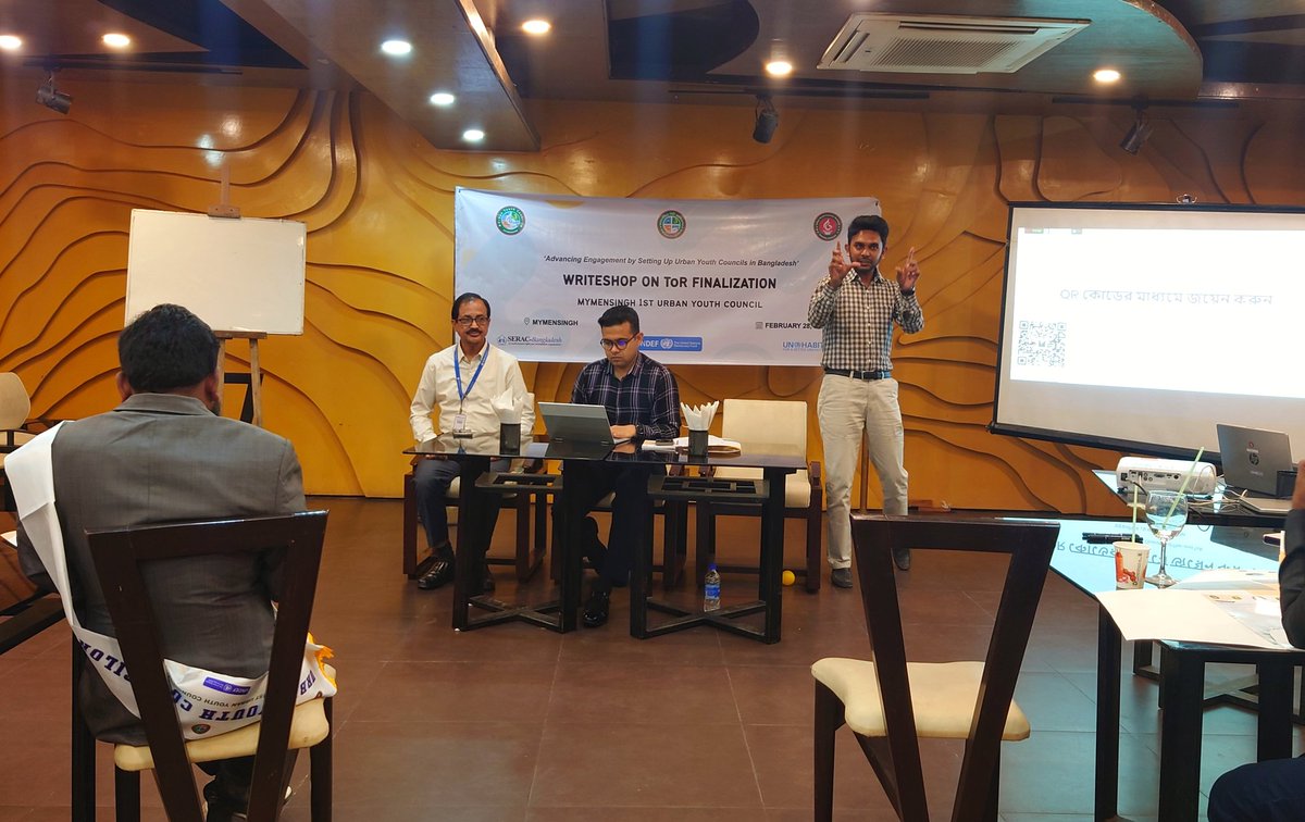 mrapavel's tweet photo. WriteShop on ToR finalization and operational plan for the youth councilors of Mymensingh 1st Urban Youth Council was successfully held today in Mymensingh.

#UYCB #SERAC #UNDEF #UNHabitat  #MMC https://t.co/WEdmRR1tyO