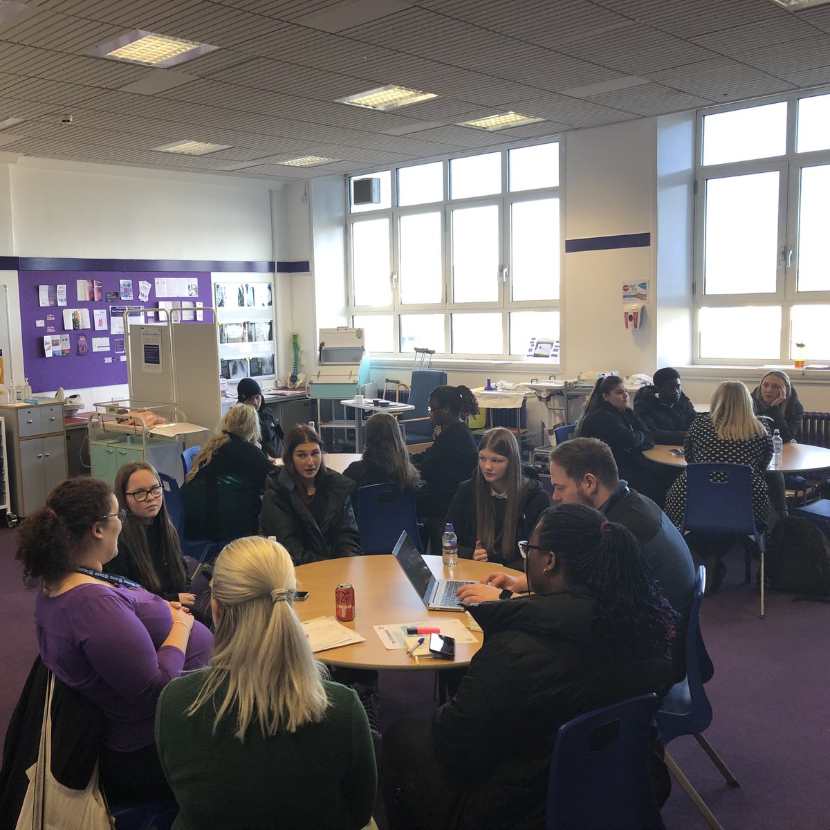 IslaElliott's tweet photo. Valuable reflection discussions following their mock interviews. Applying for a HealthSector job of their choice pupils were interviewed by our friends from @NHSGrampian @bonaccordcare and @HSCAberdeen 
Partners reflected on the pupils growth since first meeting them in June 2023 https://t.co/hc04cc6Jsu
