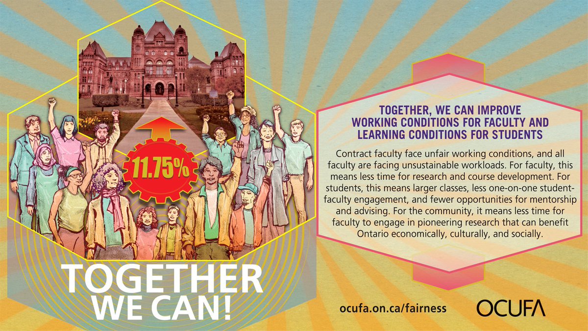 Today is the Ontario Confederation of University Faculty Associations @OCUFA contract faculty social media day of action for better working conditions for contract faculty and other precariously employed workers in the postsecondary sector. #fairness4cf because #TogetherWeCan