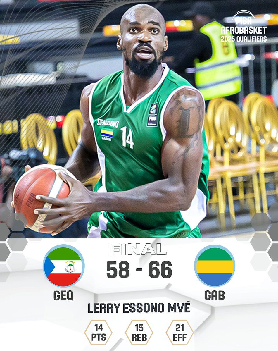 🇬🇦 GABON WIN! 🔥 Lerry Essono delivers for 🇬🇦 Gabon as they take game 1 against Equatorial Guinea with a 8 point margin! 👏 📊 Full Stats here 👉 fiba.basketball/afrobasket/202… #AfroBasket #PreQualifiers