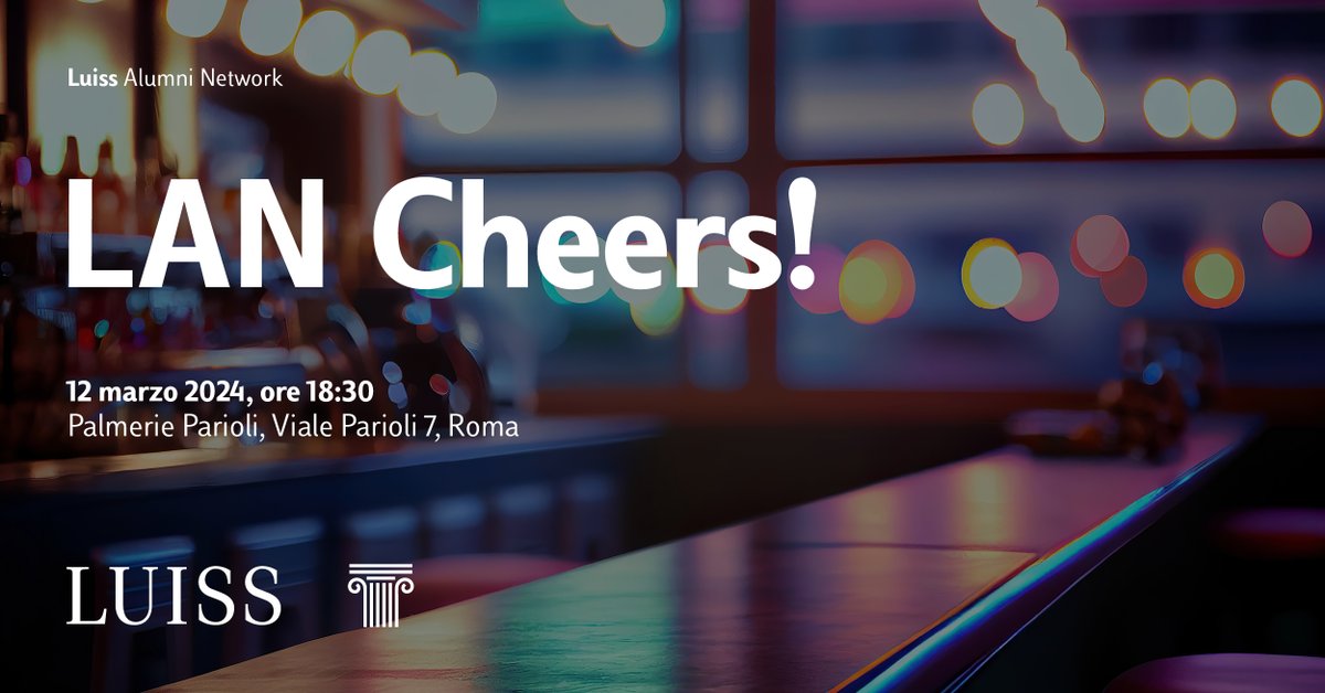 🥂 Unisciti a noi per il primo LAN Cheers del 2024! Martedì 12 marzo, dalle 18:30, l'appuntamento è a Le Palmerie Parioli per un'incantevole serata in compagnia di nuovi e vecchi amici. Ti aspettiamo, iscriviti qui 👉 form.jotform.com/240442929097362