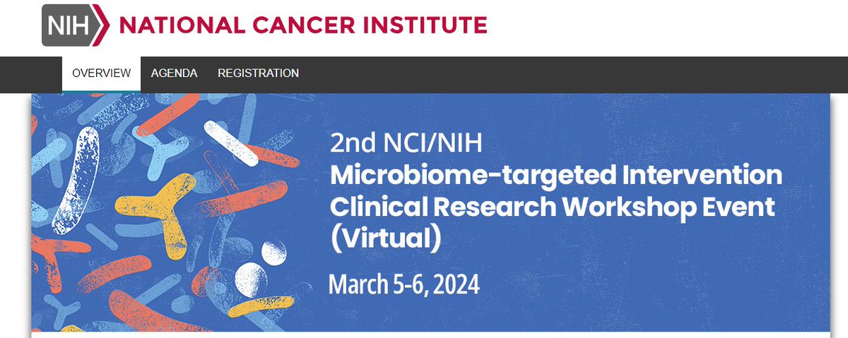 Honored to be speaking at the 2nd @theNCI/@NIH Microbiome-Targeted Intervention Workshop! Looks like a terrific agenda, kicking off with comments from @NCIDirector & a keynote from Eric Pamer (@UChiPritzker). Looking fwd to all talks including from @StevenSalzberg1, @MeiselLab,