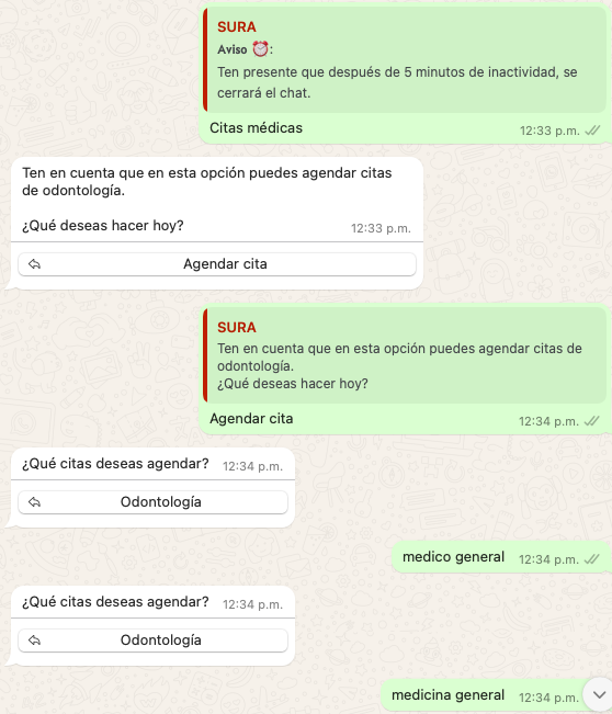 BreynerJimenez's tweet photo. Hola @epssura estoy tratando de agendar una cita de medicina general por WhatsApp, pero solo me la opción para odontología.
Intenté por la página y tampoco funciona. https://t.co/aNo36xS67c