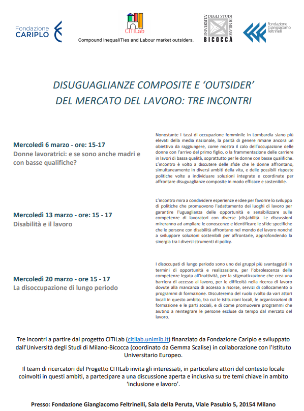 CITILab, progetto finanziato da #fondazionecariplo, discute i risultati preliminari in tre incontri aperti presso #fondazione Feltrinelli 

👉🏻 locandina