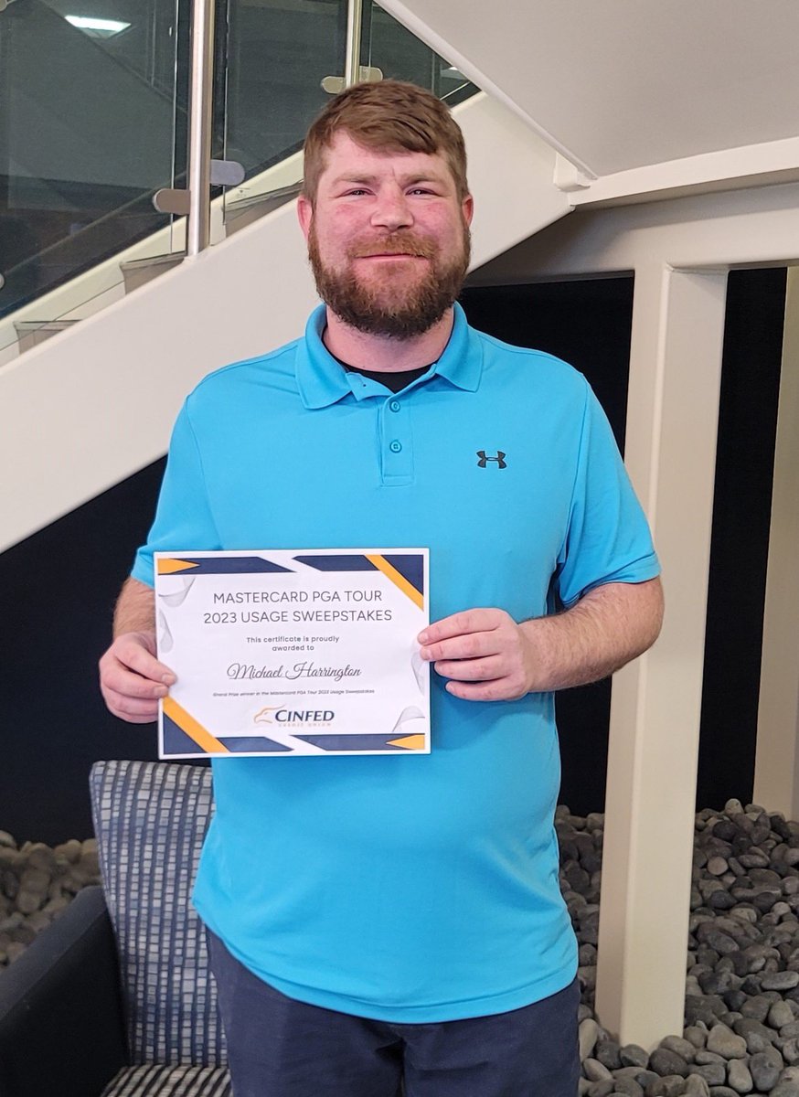 Mastercard’s <a href="/PGATOUR/">PGA TOUR</a> 2023 Sweepstakes winner is a Cinfed member! Michael won a 'priceless' experience just by using his Cinfed @mastercard!

⛳️ 4-night trip to Orlando, Florida
⛳️ Two passes to attend the Arnold Palmer Invitational
⛳️ $600 Prepaid Card

#pgatour #arnoldpalmer