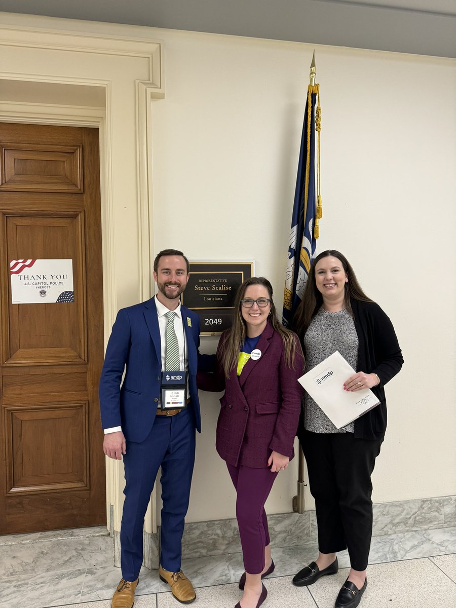 Hillary_Husband's tweet photo. Thank you @SteveScalise’s office for meeting with me and @lcalsfeld! We are grateful for the chance to discuss funding for the @nmdp_org registry and federal job protection for stem cell and marrow donors to help #SaveMoreLives and #ProtectDonorJobs! @NMDP_advocacy https://t.co/6fv3A3cRRJ