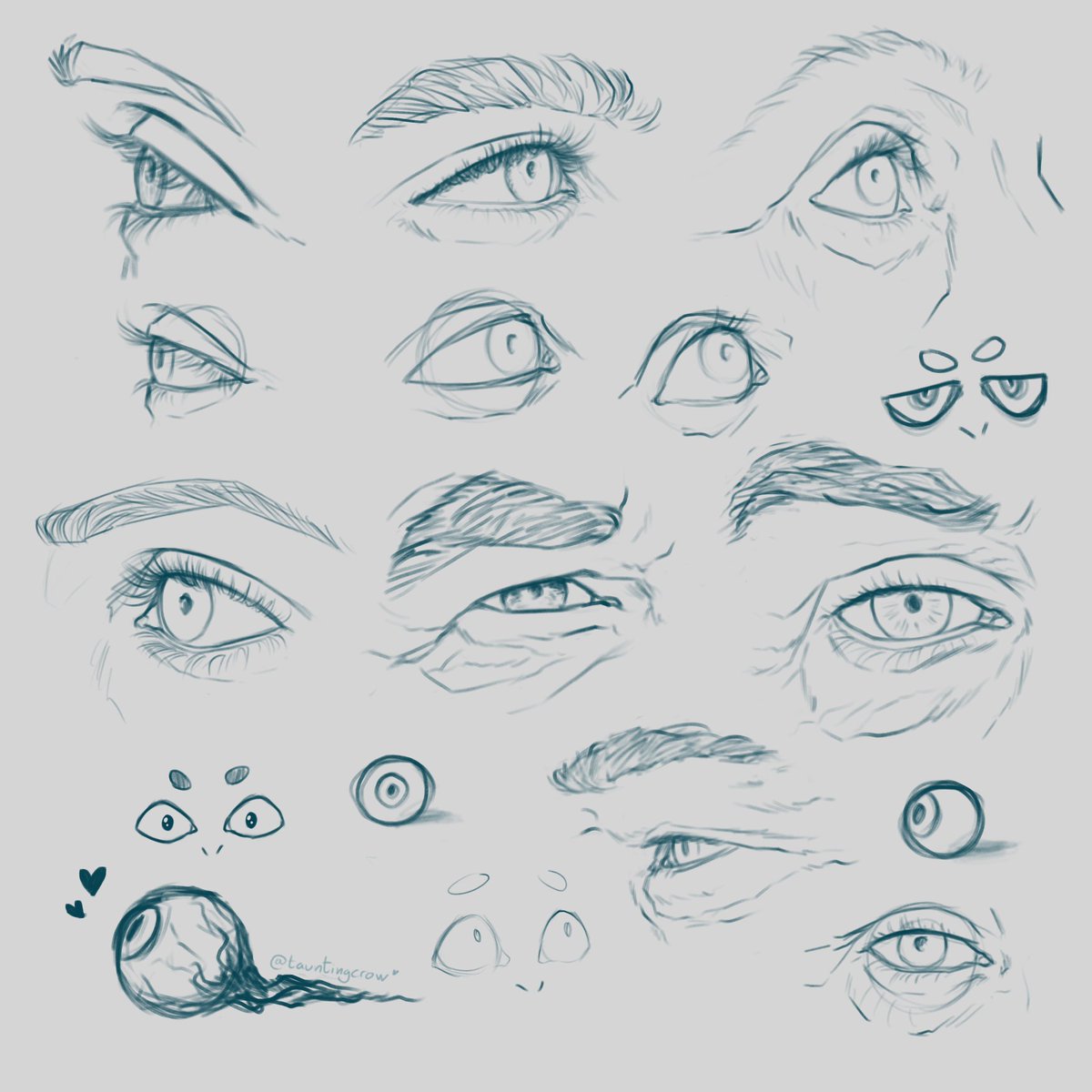 tauntingcrow's tweet photo. Another collection of random studies done over the last couple of weeks. #AnatomyStudy #Eyes https://t.co/1Fku87YeuU