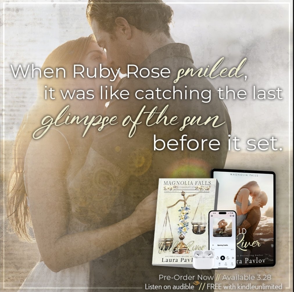 💘 FOUR WEEKS 💘
When Ruby Rose smiled, it was like catching the last glimpse of the sun before it set.

PRE-ORDER LINK:  geni.us/wildriver

#romancebooks #writingcommunity #newbookalert #diaryofabookworm #wildriver #magnoliafalls #laurapavlov 
@laurapavlov2 @valentine_pr_