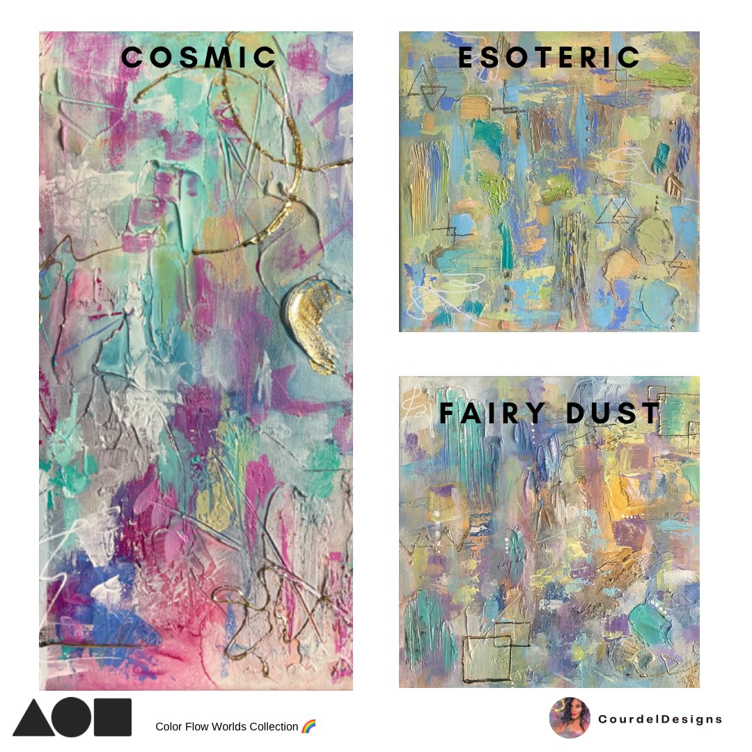 <a href="/NftsBuy/">Intriguing Art</a> Hi! I'd love to share these 3 physicals! They are 12x12 canvases! Shipping included in price!

.13 ETH reserve 
foundation.app/@CourdelDesign…