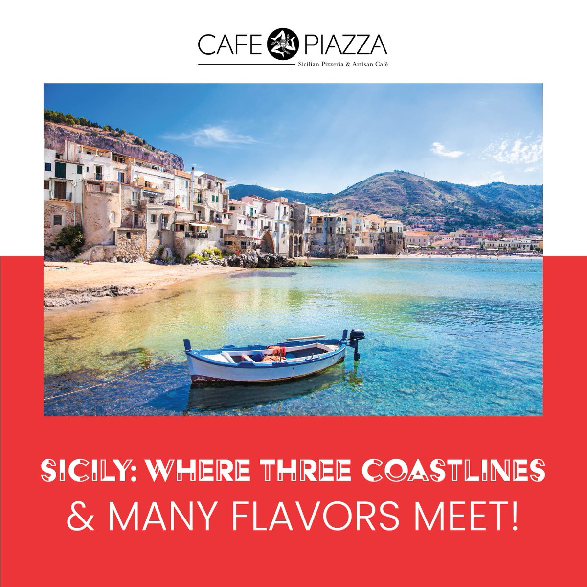 #DidYouKnow Sicily is home to three separate coasts? Our Sicilian cooking is as vast as those coastlines, bringing you the freshest, most delectable treasures from the sea. #SicilianHistory #threecapes #CafePiazzaDelights