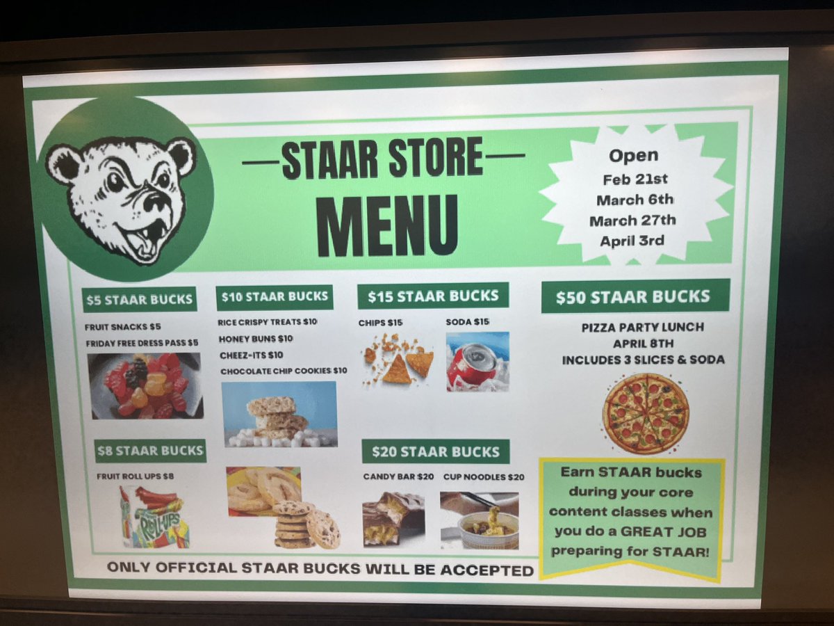 The STAAR Bucks Store is open for business!!! Our students are working hard to prepare for their tests and spending their hard earned bucks! @AliefISD @alief_middle @Michaeldmc1911 @AliefTchg_Lrng