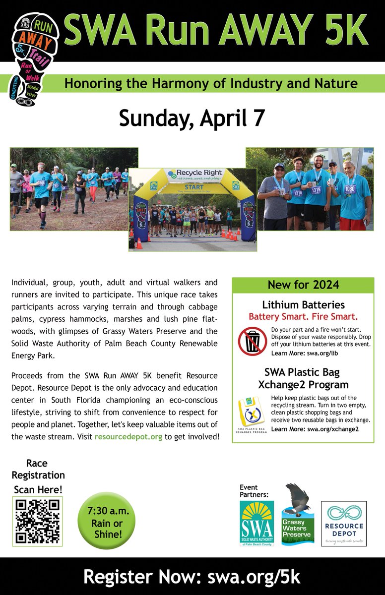 SWAPBC (@swapbc) on Twitter photo Early bird special ends tomorrow, Feb. 29, for the #SWA Run AWAY #5K in #WestPalmBeach. Price will increase to $40 on March 1.
Register Now: swa.org/397/Run-AWAY-5K
Contact 561-697-2700 or contactcis@swa.org for customer service; SWA will not reply here. Early bird special ends tomorrow, Feb. 29, for the #SWA Run AWAY #5K in #WestPalmBeach. Price will increase to $40 on March 1.
Register Now: swa.org/397/Run-AWAY-5K
Contact 561-697-2700 or contactcis@swa.org for customer service; SWA will not reply here.