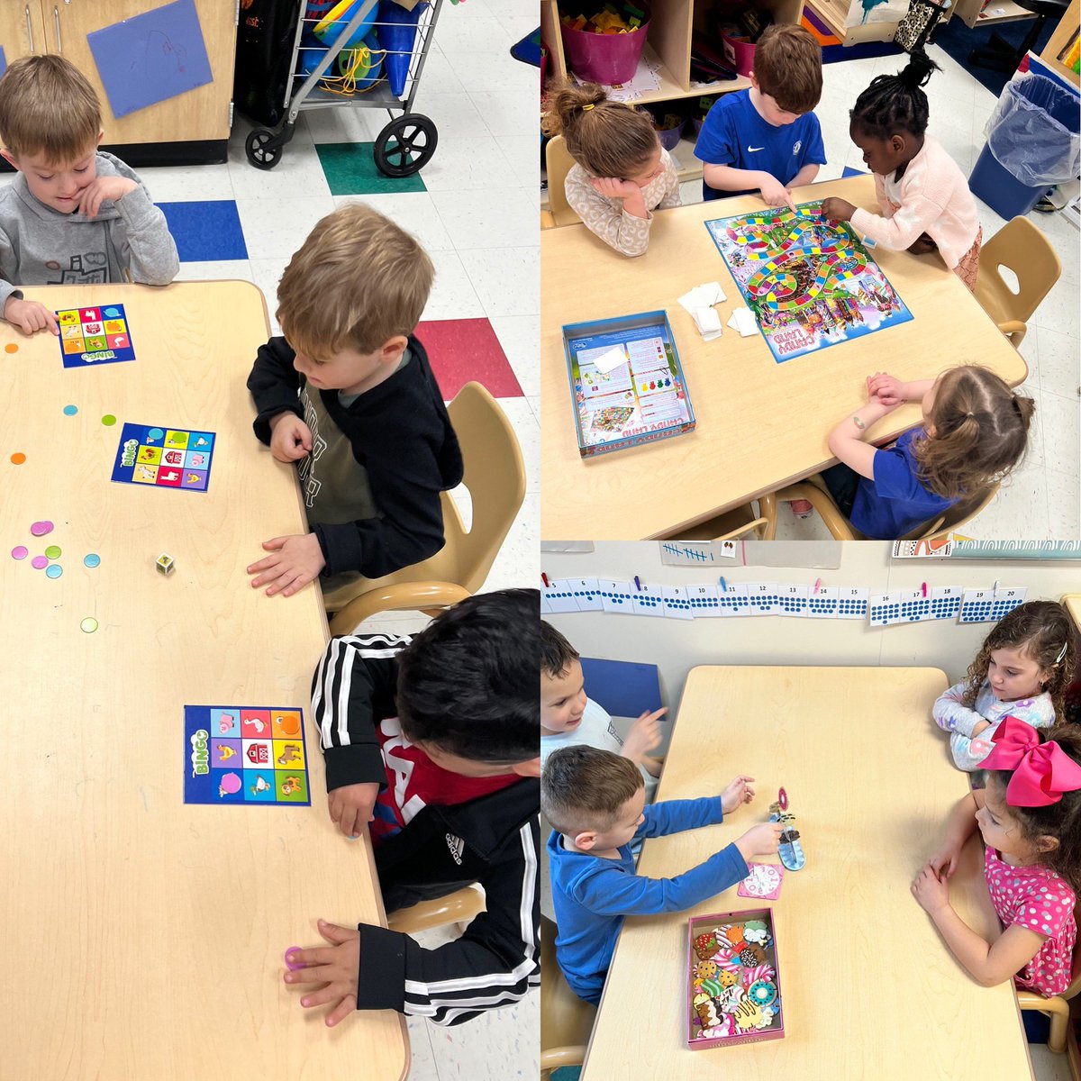 For math small groups today we played three different board games. We had a blast identifying numbers and counting! 🎲 #barnegatinspries 🖤🧡🤍 #math #prek #numbers #smallgroup