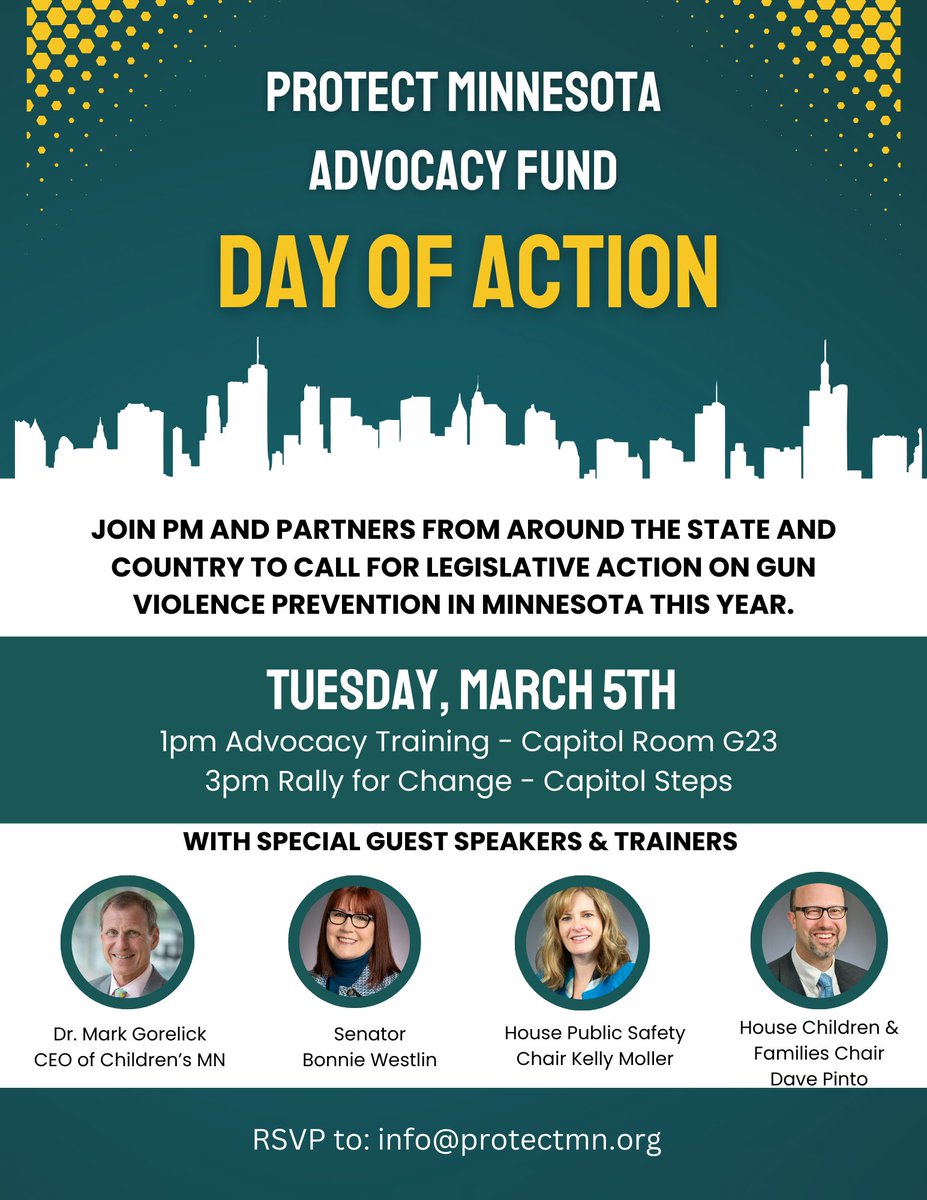 I will be part of @protect_mn Advocacy Fund's Day of Action on March 5 to call for legislative action on gun violence prevention in Minnesota.