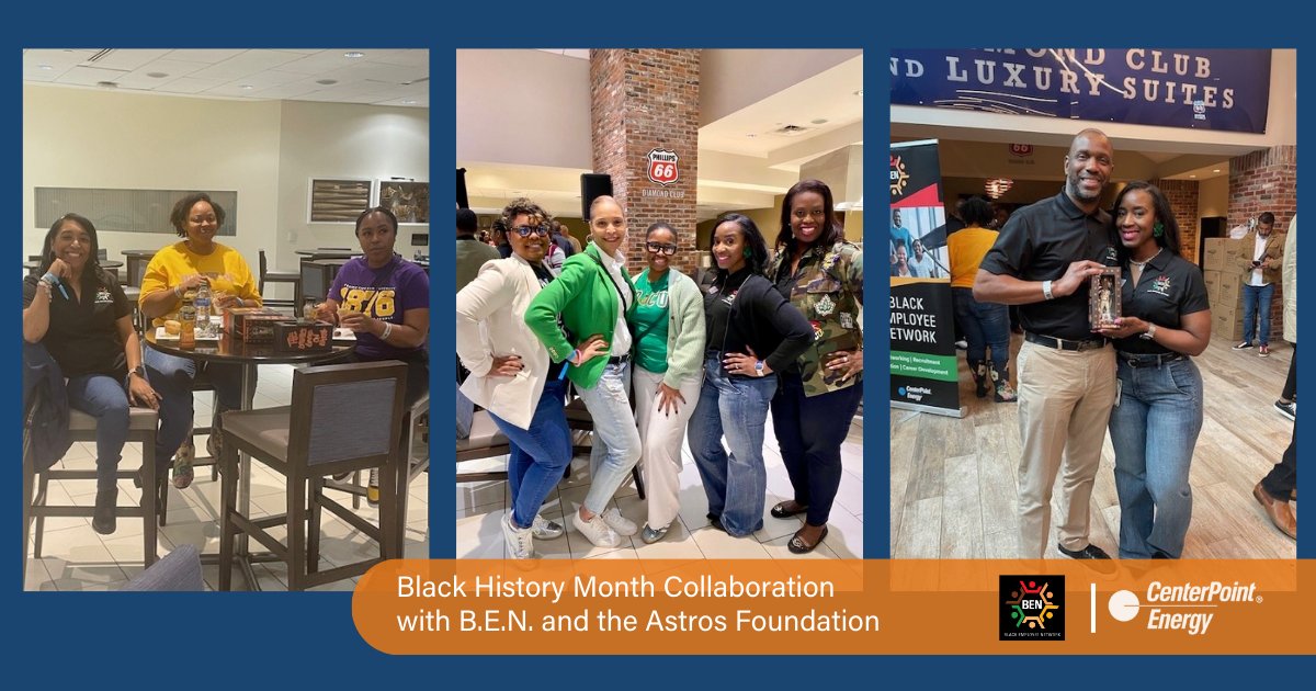 CenterPoint's tweet image. Our Black Employee Network (BEN) knocked it out of @MinuteMaidPark alongside the @astros Foundation at a recent #BlackHistoryMonth event. Attendees enjoyed a Black History program, brunch and meaningful conversation capped off by the Cactus Jack HBCU Classic.
