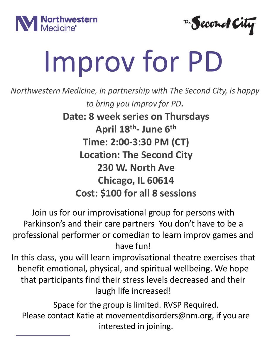 Improv for PD is returning! Join us at @TheSecondCity for this outrageously fun program!