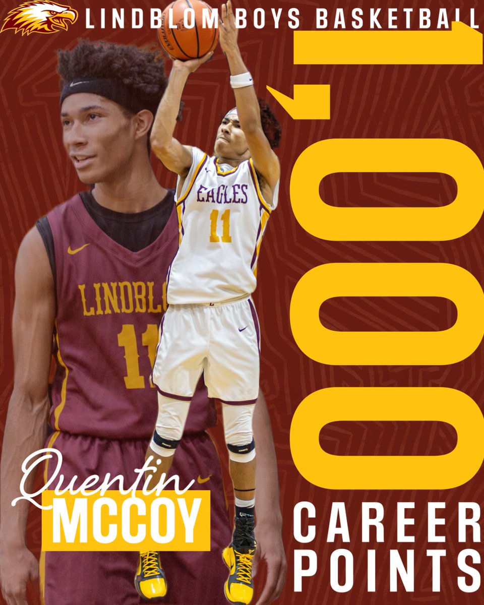 Congratulations to 2024 Quentin McCoy, who drained a three in Q1 of Friday’s Regional title win to secure his 1,000th career point.

Great milestone achievement, Q! More work to be done. 💪🏽

#1Kmilestone
#demBlomBoys
#GoEagles 🔴🦅🟡