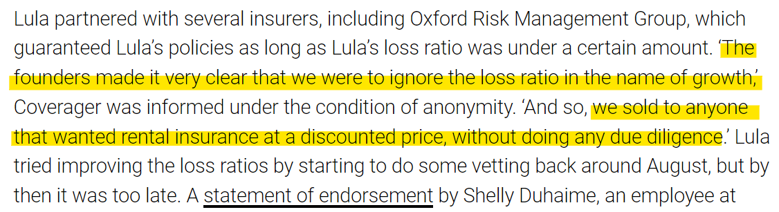 A new record? Only three months between the front cover of Forbes 30u30 and Lula blowing up-> divesting their insurance business Great reporting from @coverager and another reminder that growth =/= ins profitability forbes.com/profile/lula/?… @Forbes coverager.com/lulas-ai-gambl…