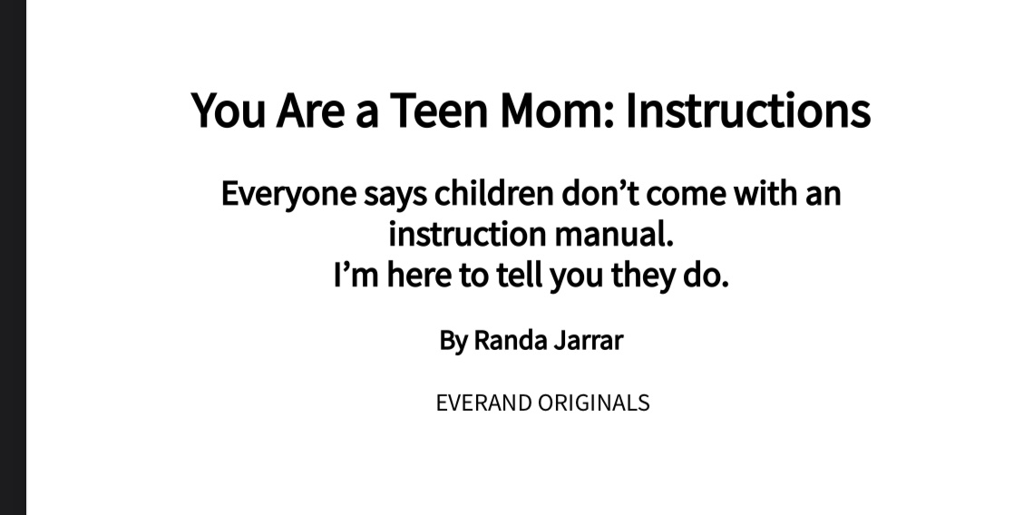 My new book is an anti-Momoir comedic instruction manual on how to raise kids. I dedicate to all our Palestinian mothers and babies.