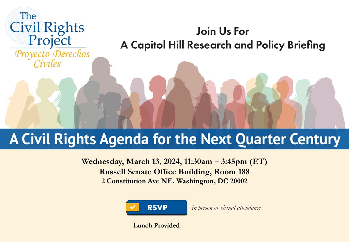 Join us for a discussion, 'A Civil Rights Agenda for the Next Quarter Century.' RSVP: tinyurl.com/35frcejb