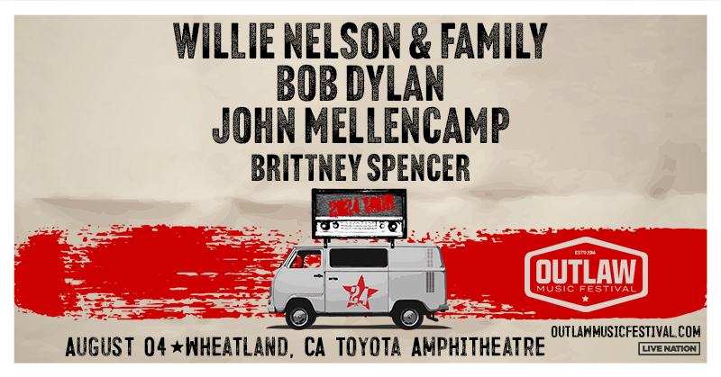 PRESALE HAPPENING NOW ‼️ Catch Outlaw Music Festival here on Sunday, August 4 with Willie Nelson, Bob Dylan, John Mellencamp & Brittney Spencer! Use code ENERGY below for early access to tickets: 🎫 livemu.sc/3US1KP3