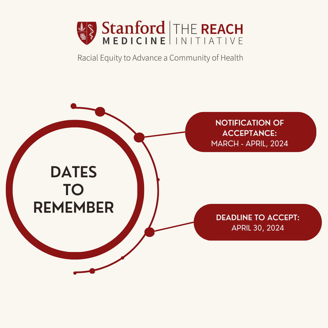 Applied to #REACHPostBac and wondering what's next? Notification of Acceptance will be headed out in March - April. Prospective REACHers will have until April 30th to accept! 
#stanfordpostbac #pathwayprogram
