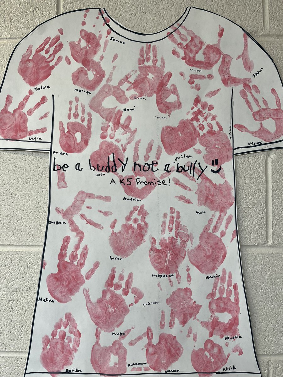 On Pink Shirt Day K5 makes a promise to “Be A Buddy Not A Bully!” @OscarPetersonP2 #PinkShirtDay2024 #PinkShirtDay #fdk #AntiBullying #peelfam