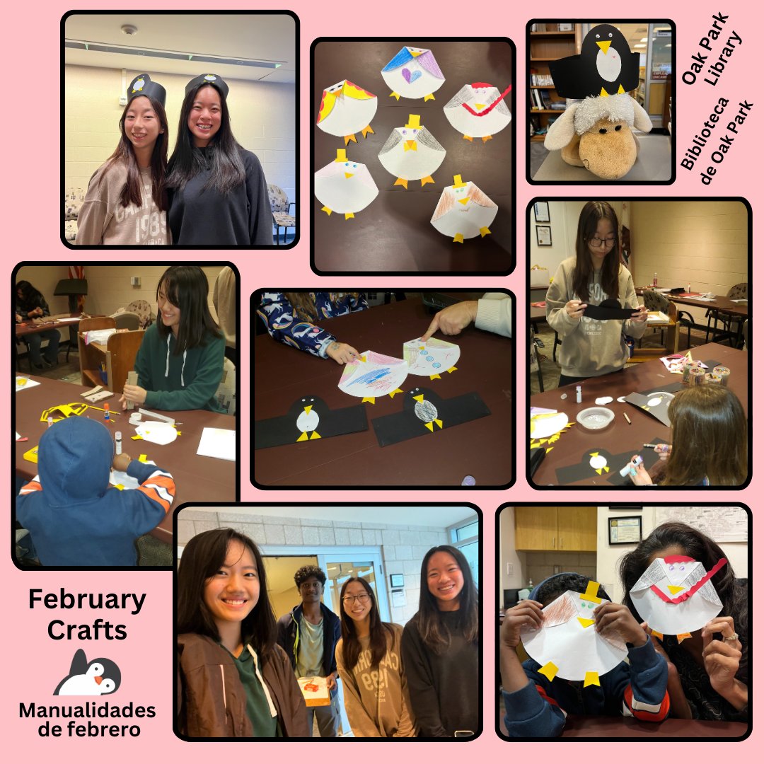 We made a waddle of penguins at Oak Park Library for our February Crafts activity! #KidsCrafts #vclOakParkLibrary #penguins