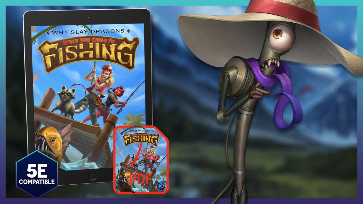 BrettUltimus's tweet image. Meet Pole - a mimic angler who has abandoned the business of trapping and eating humans in favor of fishing. 🎣 
Cyrus is one of 24 Angler NPCs in our newly released book - Why Slay Dragons when you could be FISHING - a 5e TTRPG supplement that brings Fishing to your world! 🐟