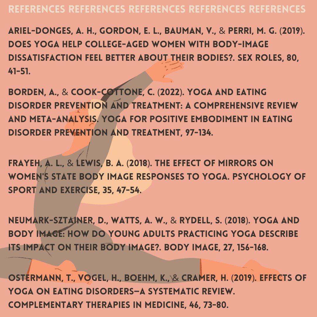 Research Review: yoga & body image🧘‍♀️Meta-analysis & systematic review both point to the need for active control groups in future RCTs examining yoga's utility in improving body image +/ED symptomology #bodyimagereseach Papers incl. are not UCD body lab research*