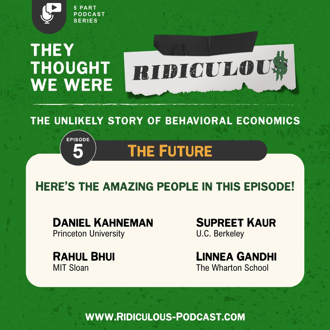 ✨Episode5️⃣: The Future. Thank you to all the amazing guests in this episode!! ⭐@kahneman_daniel, @LinneaGandhi, @supKaur, & @RaBhui ▶️Ridiculous-Podcast.com #TTWWR #behavioraleconomics #humanbehavior #podcastcollab #psychology #economics #humanbehavior #behavioralscience