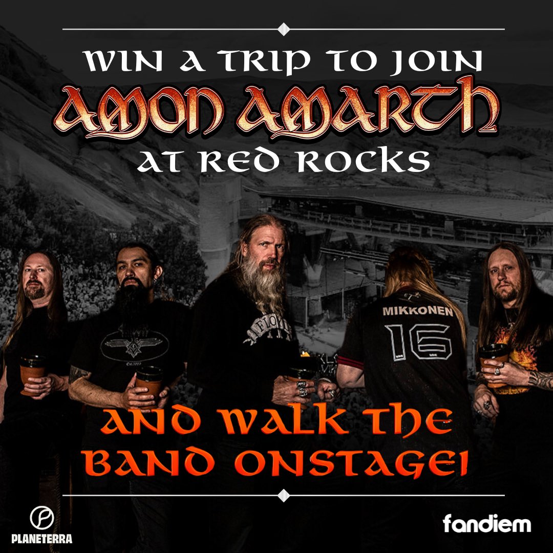 Win a trip to our show at Red Rocks & walk us onto stage! Donate now to win round trip travel, hotel, side stage access & more! Your donations support @PlanaterraCares to help improve lives through tourism. Donate To Win at: fandiem.com/amonamarth @winwithfandiem