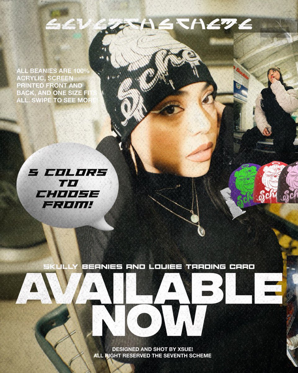 the7thscheme's tweet photo. SKULLY BEANIES &amp; LOUIEE TRADING CARD ARE NOW LIVE ON https://t.co/UUYzZ8WwSb ⚡️

_artwork by: @xsueofficial https://t.co/kb3eABKuNN