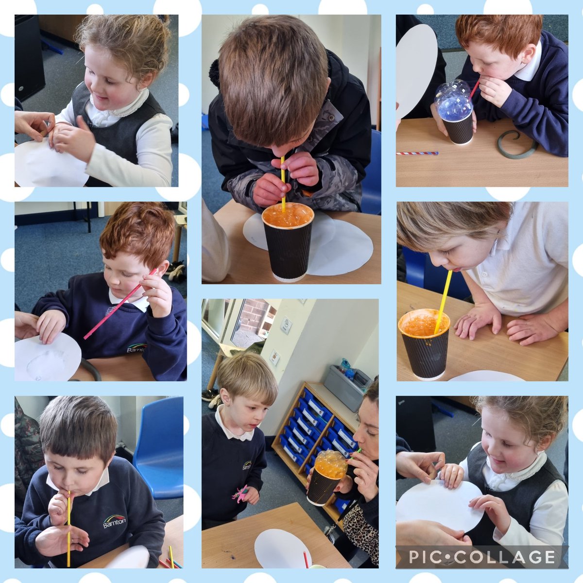 We loved our bubble painting activity for maths this afternoon! 
We blew into the straw to make bubbles to create our own circle picture 🫧🌟 
<a href="/BarntonMrsJA/">Mrs Allan</a> <a href="/BarntonMissP/">Miss Pearce</a> <a href="/BarntonMissR/">Miss Rutter</a>